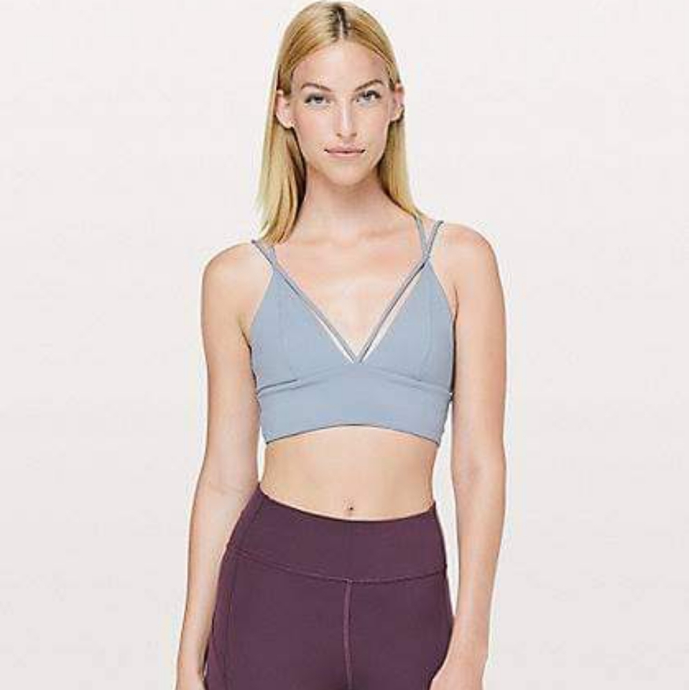 EUC 10 Lululemon Pushing Limits Bra, Concrete Blue